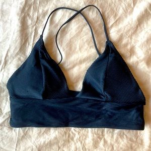 H&M Black Ribbed Triangle Padded Bikini Crop Top